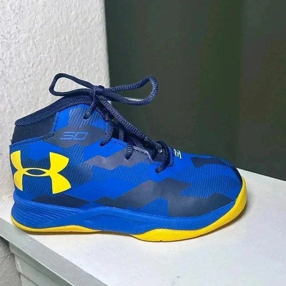 Under Armour Curry 3 Zer0 Kids Shoes Sz 7K 1278334-400 Blue Yellow EUC NBA - Picture 2 of 9